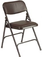Office Star FC24V-1 Metal Folding Chair with Vinyl Padding, All metal tubular frame, Double hinged, 15.5" W x 16" D x 1" Thick Seat Size, 18" H x 8.25" W x .75" Thick Back Size, Brown Color, Set of 4 (FC24V 1 FC24V1) 