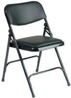 Office Star FC24V-3 Metal Folding Chair with Vinyl Padding, All metal tubular frame, Double hinged, 15.5" W x 16" D x 1" Thick Seat Size, 18" H x 8.25" W x .75" Thick Back Size, Black Color, Set of 4 (FC24V 3 FC24V3) 