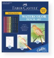 Faber Castell FC800094 Creative Studio Getting Started Watercolor Pencil Art Set; Materials, tips and techniques to learn about the art of watercolor pencils; Kits come complete with everything you need from instruction manuals to supplies; Great for beginners to introduce them to fine art; UPC 092633801215 (FC800094 FC-800094 SET-FC800094 FABERCASTELLFC800094 FABERCASTELL-FC800094 FABER-CASTELL-FC800094) 