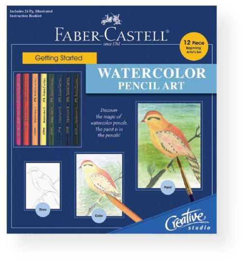 Faber Castell FC800094 Creative Studio Getting Started Watercolor Pencil Art Set; Materials, tips and techniques to learn about the art of watercolor pencils; Kits come complete with everything you need from instruction manuals to supplies; Great for beginners to introduce them to fine art; UPC 092633801215 (FC800094 FC-800094 SET-FC800094 FABERCASTELLFC800094 FABERCASTELL-FC800094 FABER-CASTELL-FC800094)