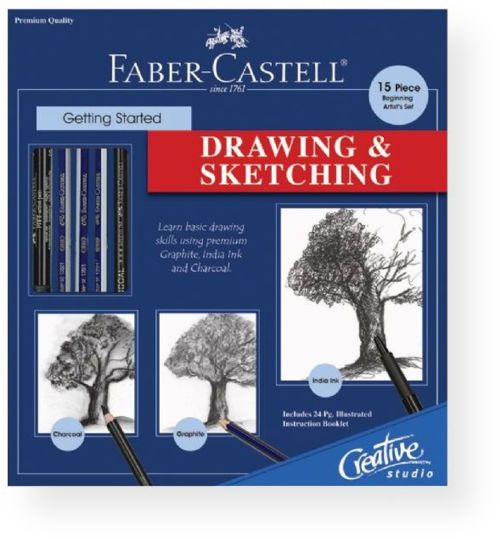 Faber Castell FC800052 Creative Studio Getting Started Drawing and Sketching Set; For students, artists, and hobbyists, ages 12 and over; Acid free and archival; Complete sets that teach simple steps and basic techniques; All sets include a 24 page how to instruction booklet with tips and techniques; UPC 092633801208 (FC800052 FC-800052 SET-FC800052 FABERCASTELLFC800052 FABERCASTELL-FC800052 FABER-CASTELL-FC800052)