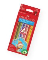 Faber-Castell FC9121212 GRIP 12 Watercolor EcoPencils; An ergonomic triangular barrel and patented Soft-Grip zone ensures fatigue-free and comfortable drawing; Colored leads are highly pigmented for a rich, vivid color laydown; The smooth, water-soluble pigments dissolve instantly when wet for fantastic watercolor images; UPC 092633702710 (FABERCASTELLFC9121212 FABERCASTELL-FC9121212 GRIP-FC9121212 ARTWORK) 