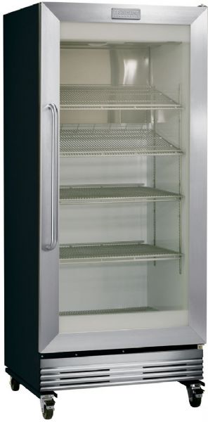 Frigidaire FCGM201RFB 19.53 cu. Ft. Glass Door All Commercial Series Refrigerator; Heavy Duty Cooling System & NSF Certified; Stainless Steel Door; Black Frame; Dual pane, argon gas filled glass display door; Sealed cabinet interior for easy cleaning; Stainless steel evaporator cover (FCGM201RF FCGM201R FCGM201-RF)