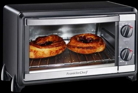 Franklin Chef FCO101B Classic 4-Slice Electric Toaster Oven and Broiler, 10 liter capacity, 4-slice, 1000 watts of total cooking power, Timer, 