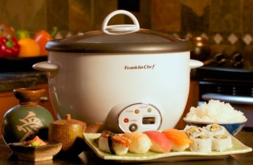 Franklin Chef FCR180W Rice Cooker with Saut Feature, Arctic White, 1.8 liter capacity, Prepares 20-cups of cooked rice, Digital functions, Automatic keep-warm function, Steams vegetables, Full-view tempered glass lid with cool-touch handles, Classic pot-style, Cooking cycle indicator light, Dimensions 11.33 x 11.33 x 9.56, Weight 5.8 lbs, UPC 858445003274 (FCR-180W FCR 180W FC-R180W FCR180WN)