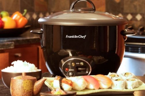 Franklin Chef FCR181B Rice Cooker with New Saut Feature, Black Onyx, 1.8 liter capacity, Prepares 20-cups of cooked rice, Digital functions, Automatic keep-warm function, Steams vegetables, Full-view tempered glass lid with cool-touch handles, Classic pot-style, Cooking cycle indicator light, Dimensions 11.33 x 11.33 x 9.56, Weight 5.8 lbs, UPC 858445003274 (FCR-181B FCR 181B FC-R181B FCR181BN)