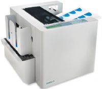 Formax FD 120 Card Cutter, ideal for on-demand processing of full-bleed color business cards, Ideal for full-bleed business cards, postcards, photos, greeting cards; Accepts paper stocks up to 300 gsm, Paper weight adjustment for heavier stock, Paper weight adjustment for heavier stock; Options: FD 120-10: 7" Slitter Cassette for postcards and photos; FD 120-20: 8"; Slitter Cassette for greeting cards; FD 120-40: Perforation/Slitter Cassette for widths of 7-8” (FD120 FD 120) 