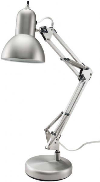 Alvin FD206ST Architect Lamp, Retro-style all metal construction, Satin Steel finish, Adjustable folding arm extends from 14 to 26 in, 6in diameter weighted base, Takes a 60w bulb -notincluded-, Ship Weight 5.5 lbs, Ship Dimensions 16 X 7 X 5 in, UPC 088354804390, Harmonized Code 0009405200000 (FD-206ST FD206-ST)
