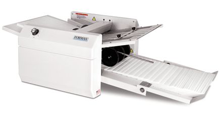Formax FD 320 Tabletop Folder; Pre-Marked for Three Popular Folds: Letter, Accordion and Half Fold in 11, 14 and 17 lengths; Extended Outfeed Conveyor: Allows for neat and sequential stacking of folded documents;Drop-in Feed System: No fanning of paper required. Simply square the paper and load it in the feed tray; Three-Tire Friction Feed System: Accurately pulls paper into the folder; Weight 55 Lbs (FD320 FD 320)