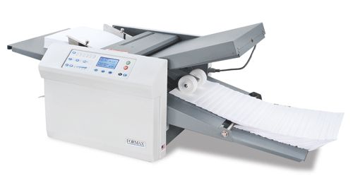 Formax FD 382 Automatic Tabletop Document Folder; Fast! Up To 20,100/Hour; Large LCD Interface; Drop-In Feed System; Adjustable Stacker Wheels; Noise Reduction; AutoBatchTM; Cross-Folding: A guide is included for two pass operation; Easy-Off Feed Wheel Shaft: Feed wheels can be changed without removing side covers; Six Languages: Language selections include English, Spanish, French, German, Italian & Dutch; Weight 73 Lbs (FD382 FD 382)