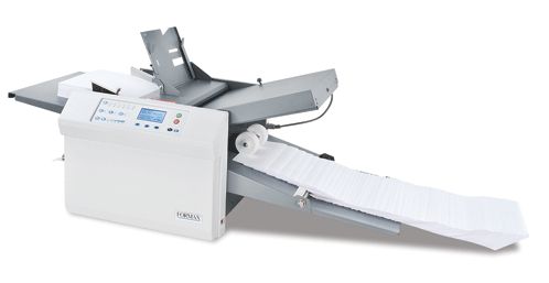 Formax FD 38X Fully-Automatic Tabletop Folder; Fast! Up To 20,100/Hour; Large LCD Interface; Drop-In Feed System; Adjustable Stacker Wheels; Noise Reduction; AutoBatchTM; Cross-Folding: A guide is included for two pass operation; Easy-Off Feed Wheel Shaft: Feed wheels can be changed without removing side covers; Six Languages: Language selections include English, Spanish, French, German, Italian & Dutch; Weight 74 Lbs (FD38X FD 38X)