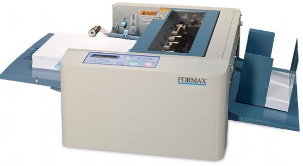 Formax FD 574 Cut Sheet Cutter; User-Friendly Control Panel: Provides operator with helpful word prompts for effective and efficient operation; 6 Pre-programmed Paper Cutting Sizes; 100 Programmable Jobs: Available for custom cutting operations; Cutting Method: Guillotine Cutter; Top-loading feed system; Counter: Keeps track of the number of forms fed, as well as the number of pieces cut; Weight 71 lbs (FD574 FD 574)