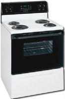 Frigidaire FEF326FW  Freestanding Electric Range, 30", White Black color, 4.1 cu. ft. capacity is large enough for a full family meal; 2 oven racks and 5 rack positions for ideal dish placement within the oven, Two 6" 1250W and two 8" 2100W coil cooktop burners accommodate small and large pots and pans, 2600W bake element and 3000W broil element for fast, efficient meal preparation (FEF-326FW FEF 326FW) 