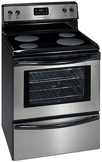 Frigidaire FEF336EC Free-Standing Electric Smoothtop Range with Manual Clean Oven, Stainless Steel, 4.1 Cu. Ft. Manual Clean Oven, 2,600W Bake / 3,000W Broil, UltraSoft Black Handle, 2 Oven Racks, Extra-Large Visualite Window, Vari-Broil Temperature Control - 2 Position (Hi / Lo), Oven Light (FEF 336EC FEF-336EC FEF336E)