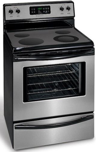 Frigidaire FEF368GC Free-Standing Electric 30-Inch Electric Smoothtop Range, Stainless Steel, 5.3 Cu. Ft. Self-Cleaning Oven with Advanced Bake Cooking System, 2,600W Bake / 3,000W Broil, UltraSoft Black Handle, 2 Oven Racks, Extra-Large, Clear Glass Visualite Window, Oven Light (FEF-368GC FEF 368GC FEF368G FEF368)