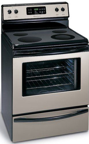 Frigidaire FEF368GM Free-Standing 30-Inch Electric Smoothtop Range, Silver Mist, 5.3 Cu. Ft. Self-Cleaning Oven with Advanced Bake Cooking System, 2,600W Bake / 3,000W Broil, UltraSoft Black Handles, 2 Oven Racks, Extra-Large, Clear Glass Visualite Window, Oven Light (FEF-368GM FEF 368GM FEF368G FEF368)