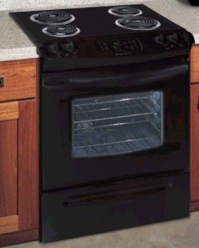 Frigidaire FES355EB Slide-In Electric Range with 4 Coil Elements & Dual Radiant Baking System, Black on Black Color, 4.2 Cu. Ft. Self-Cleaning Oven with Auto-Latch Safety Lock, 2 - 8