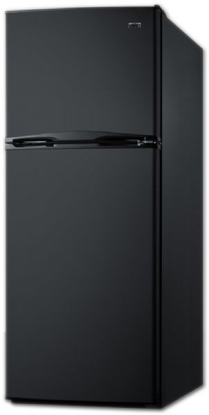 Summit FF1072B Freestanding Top Freezer Refrigerator With 9.9 cu.ft. Total Capacity, 2 Glass Shelves, Field Reversible Doors, Right Hinge, Crisper Drawer, Frost Free Defrost, CFC Free In Black, 24