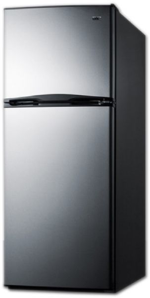 Summit FF1085SS Freestanding Counter Depth Top Freezer Refrigerator With 9.9 cu.ft. Total Capacity, 3 Glass Shelves, External Water Dispenser, Right Hinge, Crisper Drawer, Frost Free Defrost, Energy Star Certified, CFC Free In Stainless Steel, 24