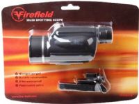 Firefield FF11011K Spotting Scope 20x50, Magnification 20.0x, Objective Lens Diameter 50mm, Angle of View 3.2°, Field of View 168 ft (51 m) at 1000 yd, Minimum Focus Distance 20 ft (7 m), Exit Pupil Diameter 2.1mm, Eye Relief 10.6mm, Diopter Correction -4 to 8, Bak-4 prism, Nitrogen purged, Durable construction, Multi-coated optics, IPX4 waterproof, UPC 810119016416 (FF-11011K FF 11011K FF11011) 