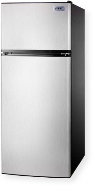 Summit FF1159SSIM ADA Compliant Refrigerator-freezer with Factory Installed Icemaker and Stainless Steel Doors, Black Cabinet, 10.3 cu.ft. Total Capacity, 7.9 cu.ft. Refrigerator Capacity, 2.4 cu.ft. Freezer Capacity, Reversible doors, RHD Right hand door swing, Frost-free operation, Adjustable shelves, Door shelves in both sections, Interior light (FF-1159SSIM FF 1159SSIM FF1159SS FF1159)