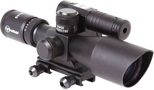 Firefield FF13014 Refurbished Riflescope 2.5-10x40 with Green Laser, 2.5 - 10x magnification, IPX4 waterproof, 100 yd to 500 yd .223 bullet drop compensation, 40mm Objective lens diameter, 13.3 - 4.4mm Exit pupil diameter, 69 - 50mm Eye relief, Field of view (ft @100yd) 34.86 - 11.53, 3 to -3 Diopter adjustment, 1/4