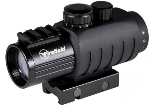 Firefield FF13028 FIREFIELD 3X30 PRISMATIC COMBAT SIGHT W/ LENS CONVERTER; Durable, rubber armored housing; Circle dot reticle for quick target acquisition; Etched reticle with option of red illumination; Long battery life; Top mounted picatinny rail for compact reflex sight; Comfortable eye relief; Precision windage and elevation adjustments; Magnification & Objective Diameter: 3x30 or 4.5x30; Field of View ft 100 yds: 39; UPC 810119019639 (FF13028 FF-13028)