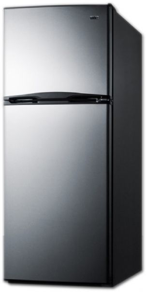 Summit FF1387SS Freestanding Top Freezer Refrigerator With 11.5 cu.ft. Total Capacity, 3 Glass Shelves, Right Hinge, Crisper Drawer, Frost Free Defrost, CFC Free In Stainless Steel, 24