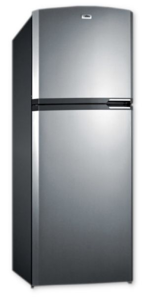 Summit FF1423SSLHIM Counter Depth Frost-Free Refrigerator-Freezer With Stainless Steel Doors, Black Cabinet, Icemaker, 26
