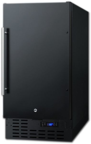 Summit FF1843B Freestanding Counter Depth Compact Refrigerator With 2.7 cu.ft. Capacity, 4 Wire Shelves, Field Reversible Doors, Right Hinge, With Door Lock, Automatic Defrost, Adjustable Shelves, CFC Free, Commercially Approved, Reversible Doors, Factory Installed Lock In Black, 18
