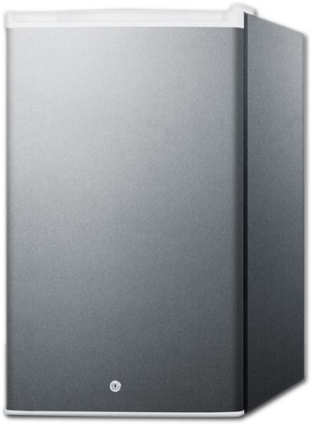Summit FF31L7CSS Freestanding Compact Refrigerator With 2.5 cu.ft. Capacity, 4 Wire Shelves, Field Reversible Doors, Right Hinge, With Door Lock, Automatic Defrost, Adjustable Shelves, CFC Free, Commercially Approved In Stainless Steel, 18