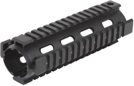 Firefield FF34001 Refurbished Carbine 6.7 Inch Quad Rail, With hex wrench, Hard anodized aluminum construction, Mil-spec picatinny rails, Numbered rail slots for precise optic and accessory placement, Two-piece bolt on design prevents scratches and damage to weapons, Easy to install, Dimensions 9