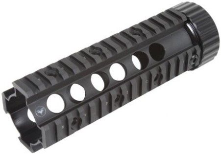 Firefield FF34004 Carbine 6.9 Inch Floating Quad Rail, With hex wrench and barrel nut, Hard anodized aluminum construction, Mil-spec picatinny rails, Numbered rail slots for precise optic placement, Dimensions 6.9 x 2.2 x 2.3 inches, Weight 1lb (FF-34004 FF 34004)