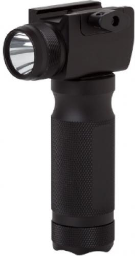 Firefield FF35001 FIREFIELD HEAVY DUTY FLASHLIGHT FOREGRIP; Heavy Duty, Precision Machined Full Aluminum Foregrip; Diamond Pattern Grip Texture; Built-in 230 Lumen Flashlight with Integrated Reflector; Full Brightness and Strobe Mode; Push Button Switch with Momentary on/off Activation; Attachable Red Filter Lens Cap for Use with Night Vision; Internal Battery Compartment; Bulb Type: Cree Q5 LED; Bezel Diameter, mm: 32; Output Max: 230 Lumens; UPC 810119018892 (FF35001 FF-35001)
