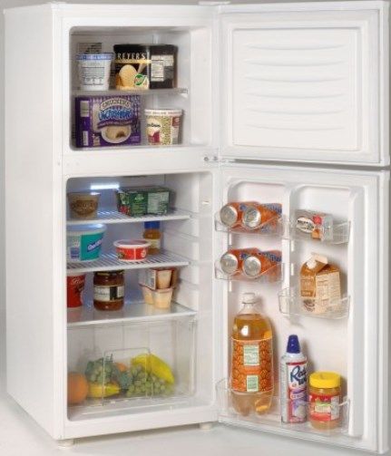 Avanti FF430W Frost Free Refrigerator/Freezer, White, 4.3 Cu. Ft. Capacity, Adjustable/Removable Wire Shelves in Refrigerator Section, Can Holders on Door Accomodate 4 (12 oz.) Cans, Clear View Storage Crisper with Glass Lid, Door Rack Holds 2 Liter Bottle, Full Range Temperature Control in Each Section, Interior Light in the Refrigerator Section, UPC 079841204304 (FF-430W FF 430W FF430)