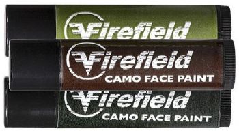 Firefield FF49000 Firefield Woodland Camo Facepaint 3 Tube Pack; Made in the U.S.A; Sweat Resistant, Skin Safe Camo Paint; Easy Application, Tubes Keep Hands Clean; Easy Removal and Soap and Water; FDA Approved, Non-Toxic, Odorless; Colors: Green, Brown, Black; Tube Size, (in/mm): 67mm x 16mm; Weight (oz): 0.5; Ingredients: Please see image below.; UPC 810119019431 (FF49000 FF49000 FF49000)
