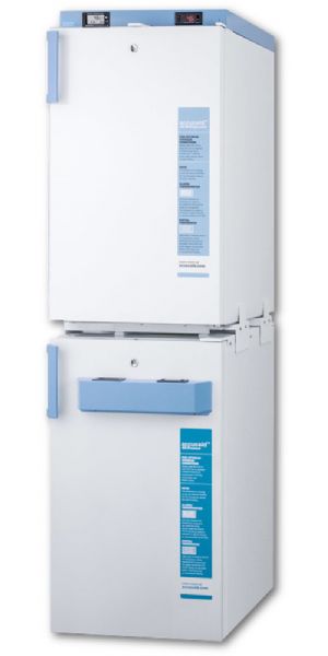 Summit FF511L-FS407LSTACKMED2 Combination Refrigerator/Freezer With Separate Compressor Operation As Recommended By The CDC; Independent refrigerator and freezer storage in one slim-fitting footprint for space-challenged facilities; Specially designed and featured to meet the CDC and VFC's guidelines for safe vaccine storage; (SUMMITFF511LFS407LSTACKMED2 SUMMIT FF511LFS407LSTACKMED2 FF511L FS407LSTACKMED2 SUMMIT-FF511LFS407LSTACKMED2 FF511L-FS407LSTACKMED2)