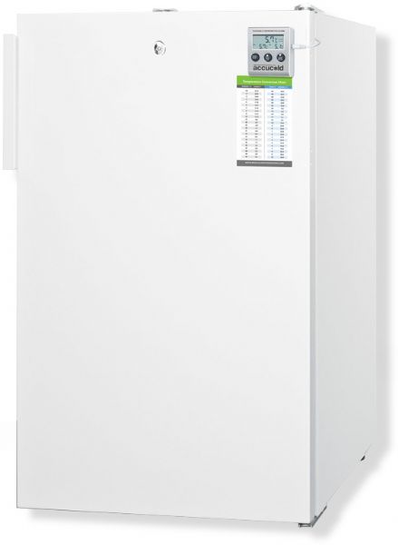 Summit FF511LMED Freestanding all-ref with alarm, HG cord, wire shelves; Fully featured for use in medical and laboratory facilities; Includes a hospital grade cord with a 'green dot' plug; Internal fan ensures evenly cooled interior; High temperature alarm with external temperature readout; Factory installed lock provides security you can count on; Slim 20