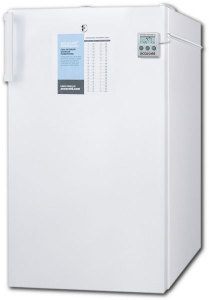 Summit FF511LPRO Freestanding Auto Defrost All-Refrigerator With Lock, Interior Digital Thermostat, Fan, And Access Port For User-Provided Monitoring Equipment; Slim 20