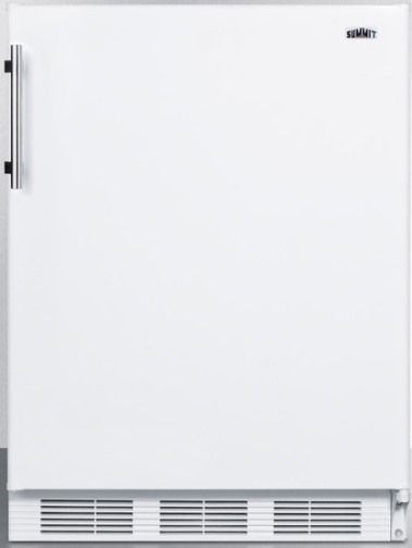 Summit FF61BI Built-in Undercounter All-refrigerator for Residential Use with Automatic Defrost, White Cabinet, 5.5 Cu.Ft. Capacity, Reversible door, RHD Right Hand Door Swing, Hidden evaporator, One piece interior liner, Adjustable glass shelves, Fruit and vegetable crisper, Wine shelf, Door storage, Interior light, Adjustable thermostat, Pro style handle (FF-61BI FF 61BI FF61)