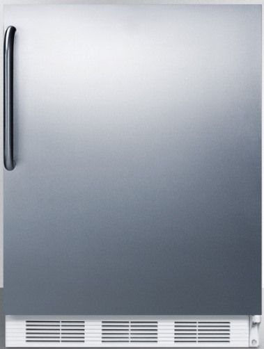 Summit FF61BISSTBADA ADA Compliant Built-in Undercounter All-refrigerator for Residential Use with Automatic Defrost, Stainless Steel Wrapped Door and Professional Towel Bar Handle, White Cabinet, 5.5 Cu.Ft. Capacity, RHD Right Hand Door Swing, Hidden evaporator, One piece interior liner, Adjustable glass shelves (FF-61BISSTBADA FF 61BISSTBADA FF61BISSTB FF61BISS FF61BI FF61)