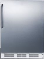 Summit FF61SSTB Freestanding Counter Height All-refrigerator for Residential Use with Automatic Defrost, Stainless Steel Wrapped Door and Professional Towel Bar Handle, White Cabinet, 5.5 Cu.Ft. Capacity, RHD Right Hand Door Swing, Hidden evaporator, One piece interior liner, Adjustable glass shelves, Fruit and vegetable crisper, Wine shelf (FF-61SSTB FF 61SSTB FF61SS FF61) 