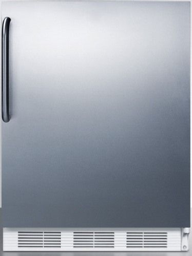 Summit FF61SSTB Freestanding Counter Height All-refrigerator for Residential Use with Automatic Defrost, Stainless Steel Wrapped Door and Professional Towel Bar Handle, White Cabinet, 5.5 Cu.Ft. Capacity, RHD Right Hand Door Swing, Hidden evaporator, One piece interior liner, Adjustable glass shelves, Fruit and vegetable crisper, Wine shelf (FF-61SSTB FF 61SSTB FF61SS FF61)