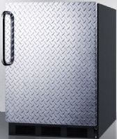 Summit FF63BBIDPLADA ADA Compliant Built-in Undercounter All-refrigerator for Residential Use with Automatic Defrost, Diamond Plate Door and Professional Towel Bar Handle, Black Cabinet, 5.5 Cu.Ft. Capacity, RHD Right Hand Door Swing, Hidden evaporator, One piece interior liner, Adjustable glass shelves, Fruit and vegetable crisper (FF-63BBIDPLADA FF 63BBIDPLADA FF63BBIDPL FF63BBI FF63B FF63) 