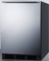 Summit FF63BSSHH Freestanding Counter Height All-refrigerator for Residential Use with Automatic Defrost, Stainless Steel Door and Professional Horizontal Handle, Black Cabinet, 5.5 Cu.Ft. Capacity, Reversible door, RHD Right Hand Door Swing, Adjustable glass shelves, Door storage, Wine shelf, Fruit and vegetable crisper, Hidden evaporator (FF-63BSSHH FF 63BSSHH FF63BSS FF63B FF63) 
