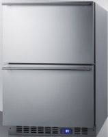 Summit FF642D Two-drawer Refrigerator for Built-in or Freestanding Use in Complete Stainless Steel, 3.4 cu.ft. Capacity, Two stainless steel drawers, Digital thermostat, Frost-free operation, Stainless steel kickplate, Open drawer alarm, Temperature alarm, LED lighting, Sabbath Mode, Drawer dividers, Sliding basket, Professional handles, Internal fan, Sealed back, Right angle plug (FF-642D FF 642D FF642) 