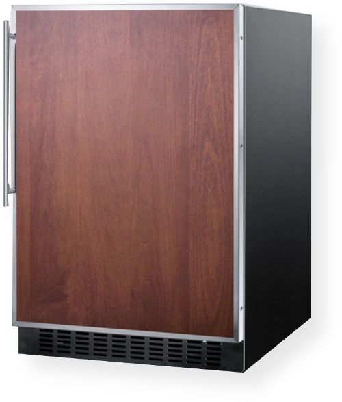 Summit FF64BFR Built-in Undercounter All-refrigerator for Commercial Use with Frost-Free Defrost and Stainless Steel Door Frame For Slide-in Panels, Black Cabinet, 4.6 Cu.Ft. Capacity, Reversible door, RHD Right Hand Door Swing, Pro style handle, Digital thermostat, Recessed LED light, Adjustable glass shelves, Bottle slots, Internal fan, Flat door liner (FF-64BFR FF 64BFR FF64B FF64)