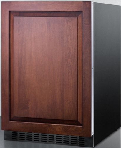 Summit FF64BIF Built-in Undercounter All-refrigerator for Commercial Use with Frost-Free Defrost and Integrated Stainless Steel Door Frame Accepts Full Overlay Panels, Black Cabinet, 4.6 Cu.Ft. Capacity, Reversible door, RHD Right Hand Door Swing, Factory installed lock, Digital thermostat, Recessed LED light, Adjustable glass shelves, Bottle slots (FF-64BIF FF 64BIF FF64B FF64)