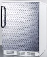 Summit FF67DPLADA ADA Compliant  Commercially Listed All-Refrigerator for General Purpose Use with Auto Defrost, Diamond Plate Wrapped Door and Professional Towel Bar Handle, White Cabinet, Full 5.5 cu.ft. capacity inside a convenient 24" footprint, RHD Right Hand Door Swing, Hidden evaporator, One piece interior liner, Adjustable shelves (FF-67DPLADA FF 67DPLADA FF67DPL FF67) 