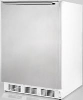 Summit FF67SSHHADA ADA Compliant Commercially Approved Freestanding All-refrigerator with Stainless Steel Door and Professional Horizontal Handle, White Cabinet, Less than 24 inches wide with a full 5.5 c.f. capacity, Reversible door, RHD Right Hand Door Swing, Automatic defrost, Hidden evaporator, One piece interior liner (FF-67SSHHADA FF 67SSHHADA FF67SSHH FF67SS FF67 FF6) 